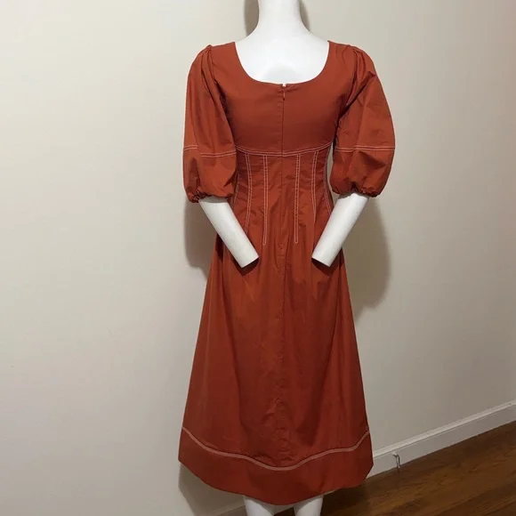 SIMKHAI Lena Puff-Sleeve Midi Dress Size 4 - Picture 8 of 13